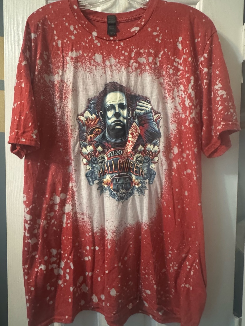 Halloween Short Sleeve Tee with Michael Myers Print